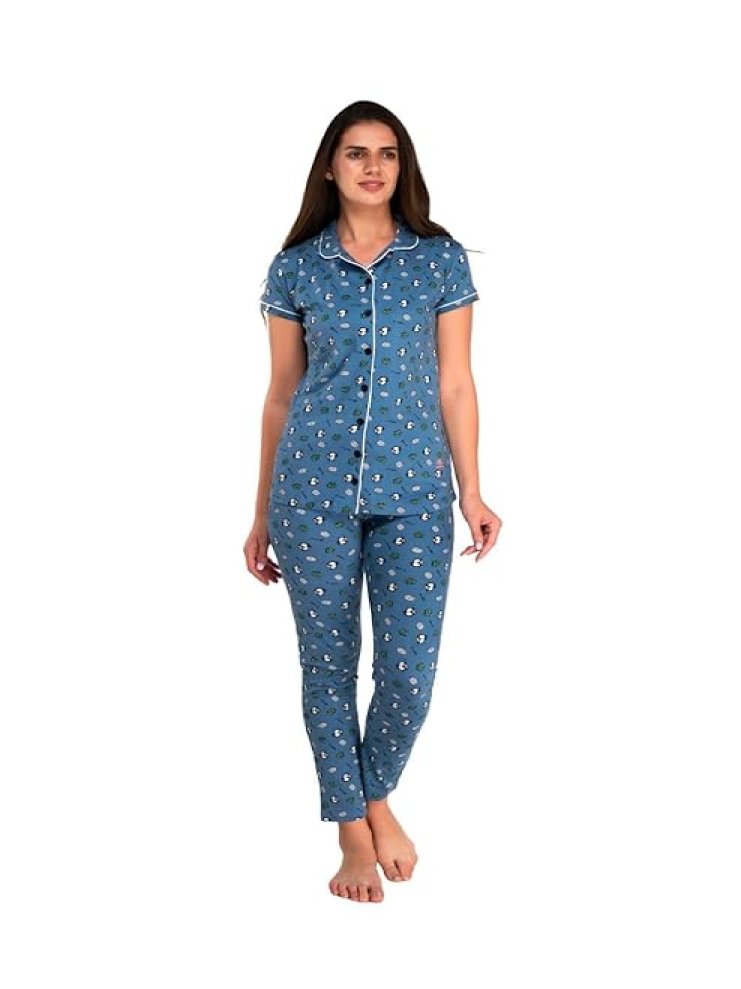 

evolove Women Printed Night suit, Grey