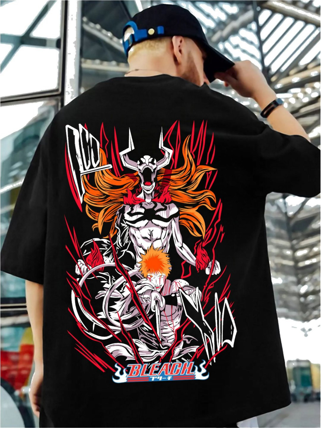 

ZEN1 FASHION Men Abzorb Graphic Printed Round Neck Cotton Oversized T-shirt, Black