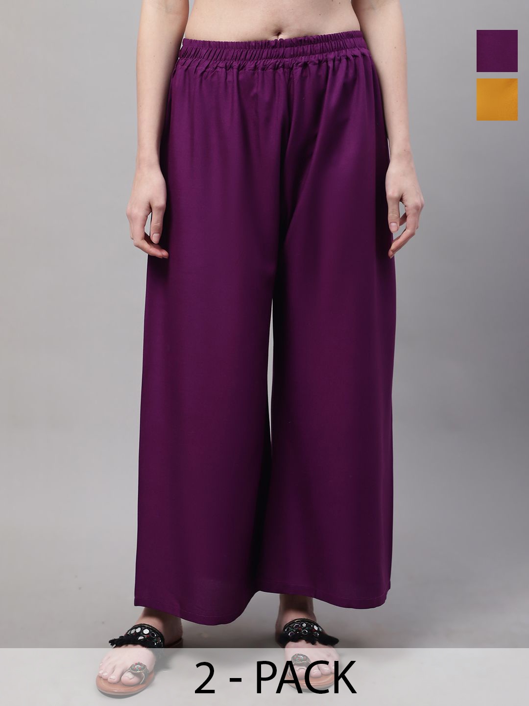 

Valles365 by S.C. Women 2 Flared Palazzos, Purple