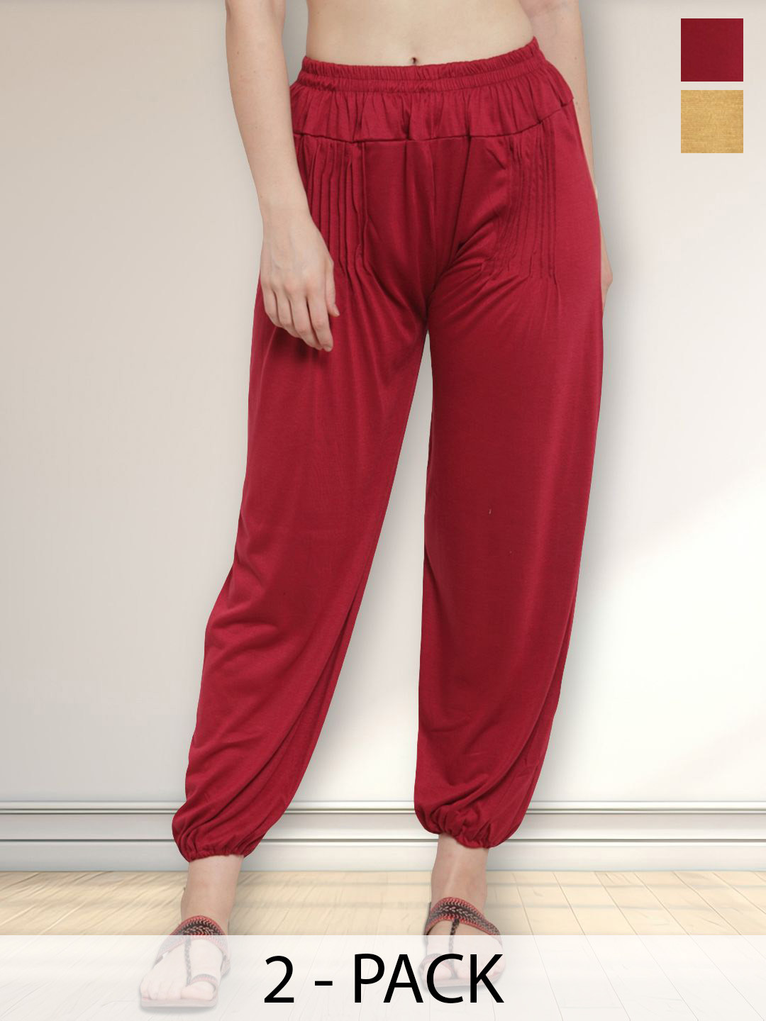 

Jinfo Women Pack Of 2 Mid-Rise Loose-Fit Patiala, Beige