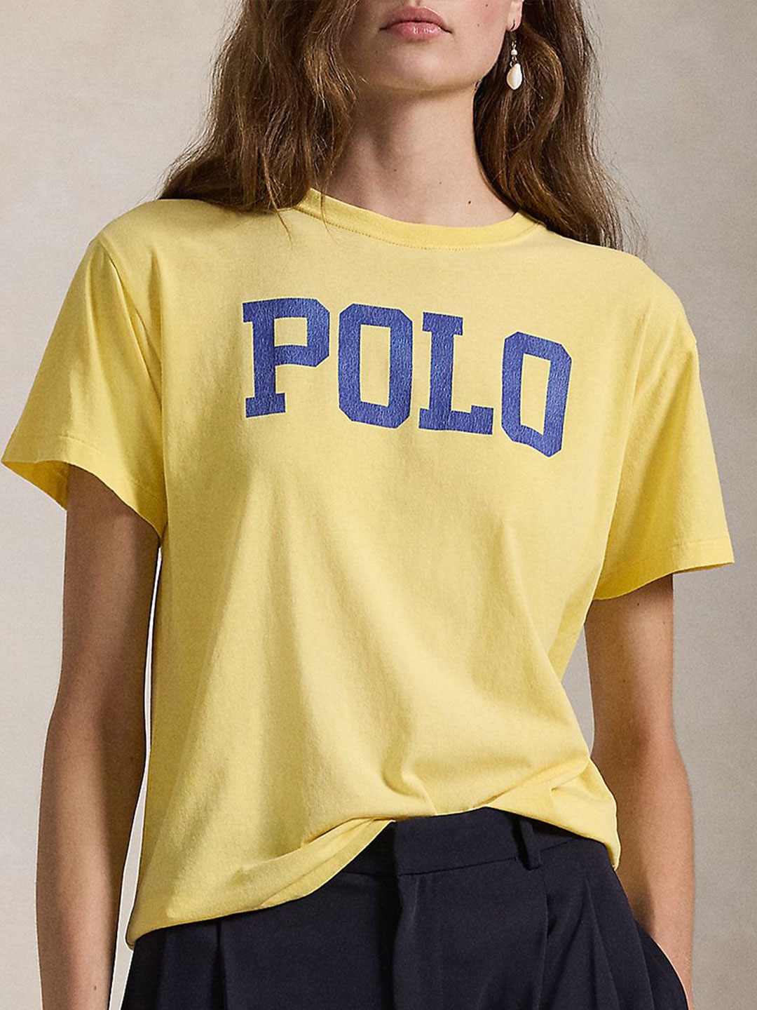 

Polo Ralph Lauren Women Typography Printed Round Neck Cotton Slim Fit T-shirt, Yellow