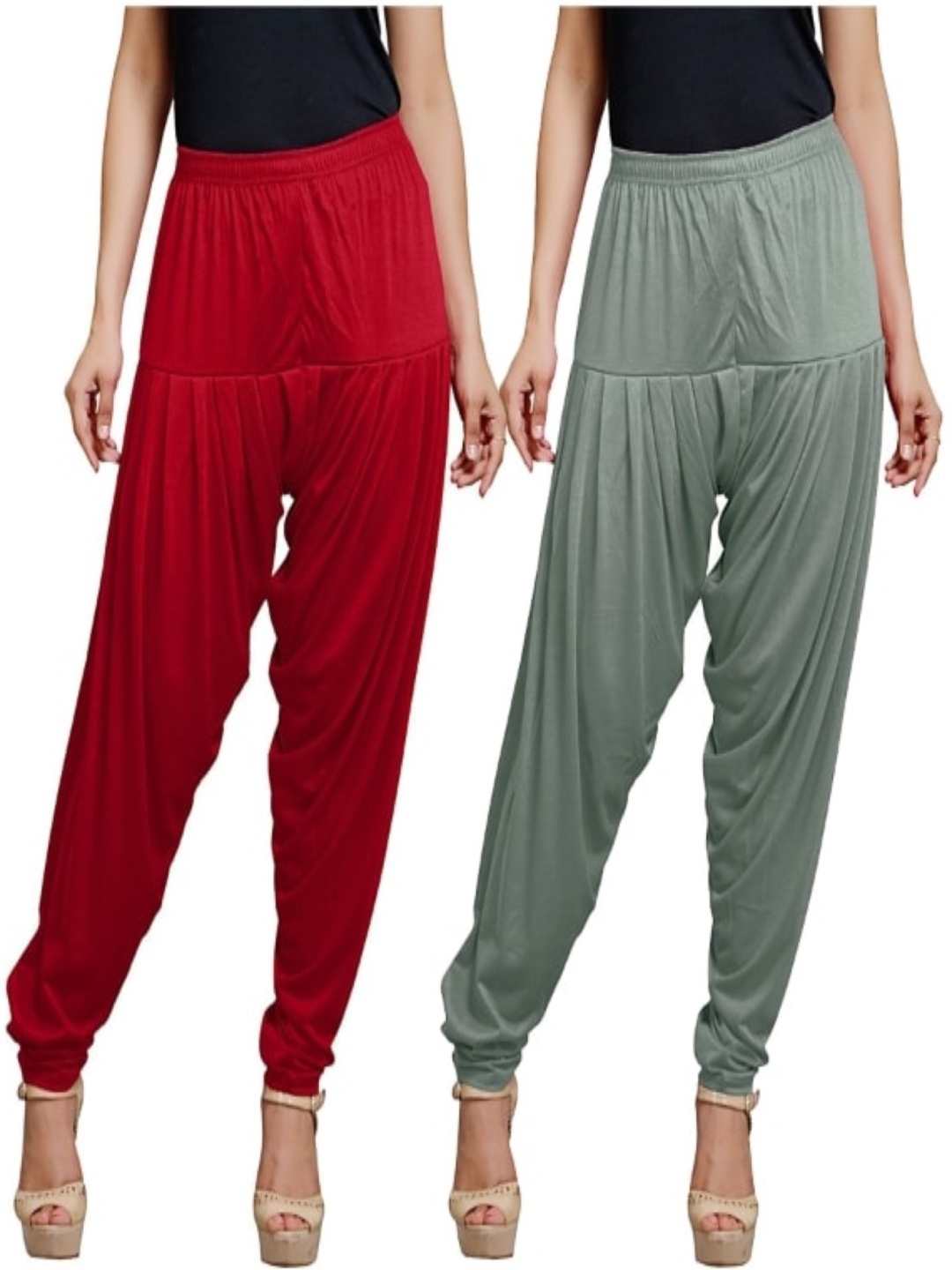 

AFRA GARMENTS Women Pack Of 3 Solid Loose-Fit Patiala, Red
