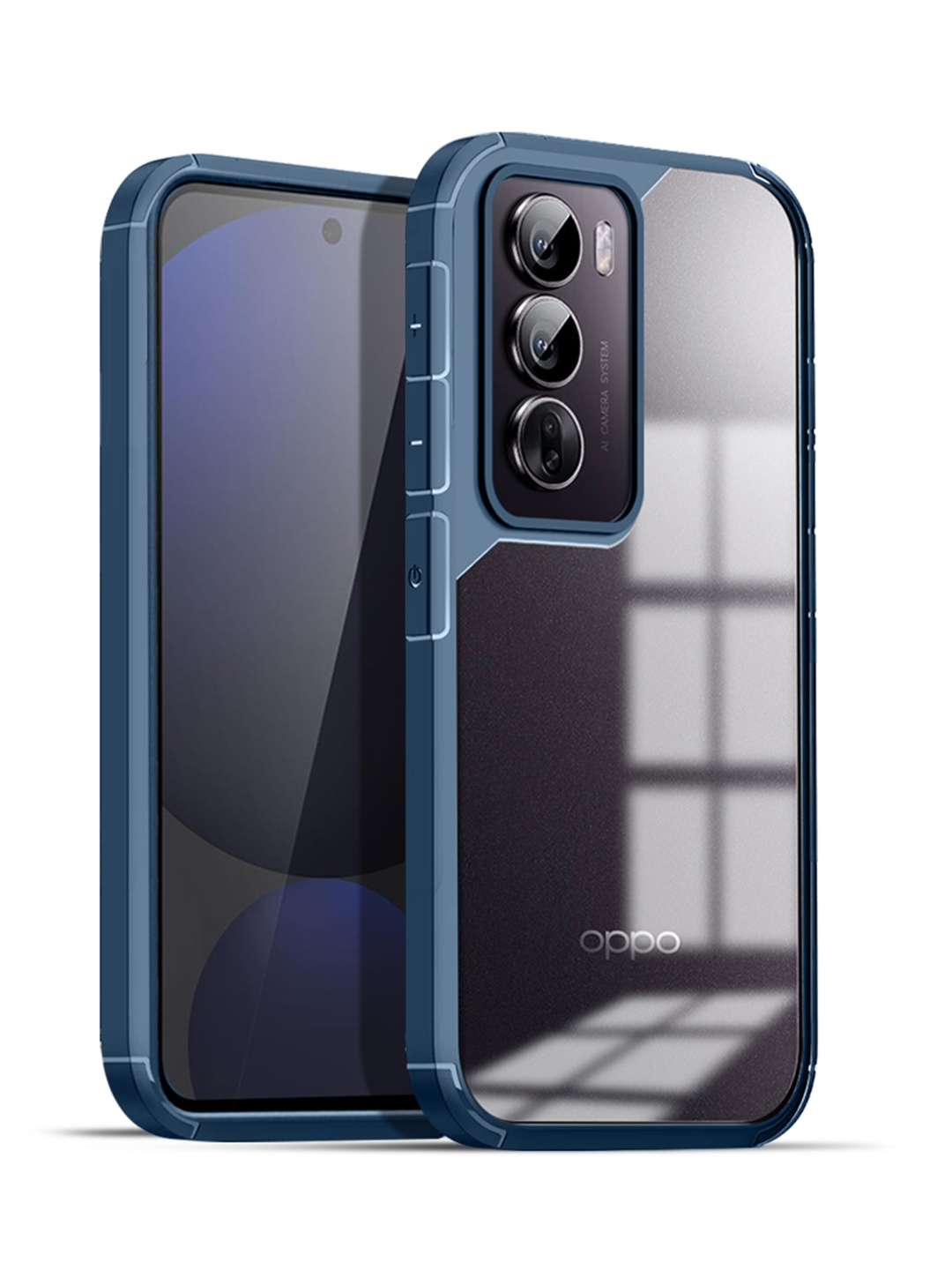 

Karwan Solid Oppo Reno 12 5G Shockproof Bumper Bumper Case, Blue