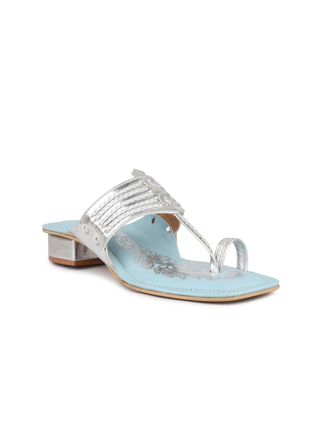 

Inc 5 Women Embellished Ethnic Block Sandals, Silver