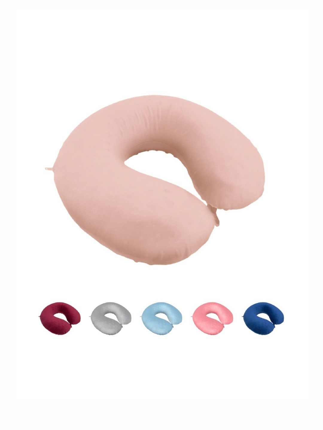 

MAXNAP Sleep Support Beige Memory Foam Filled Faux Velvet Travel Pillow
