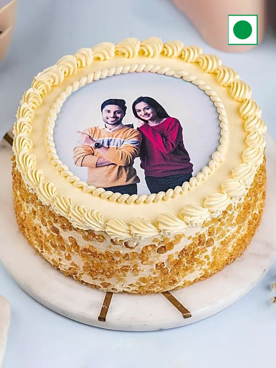 

fnp Personalised Butterscotch Flavor Eggless RoundCake-500g, Yellow
