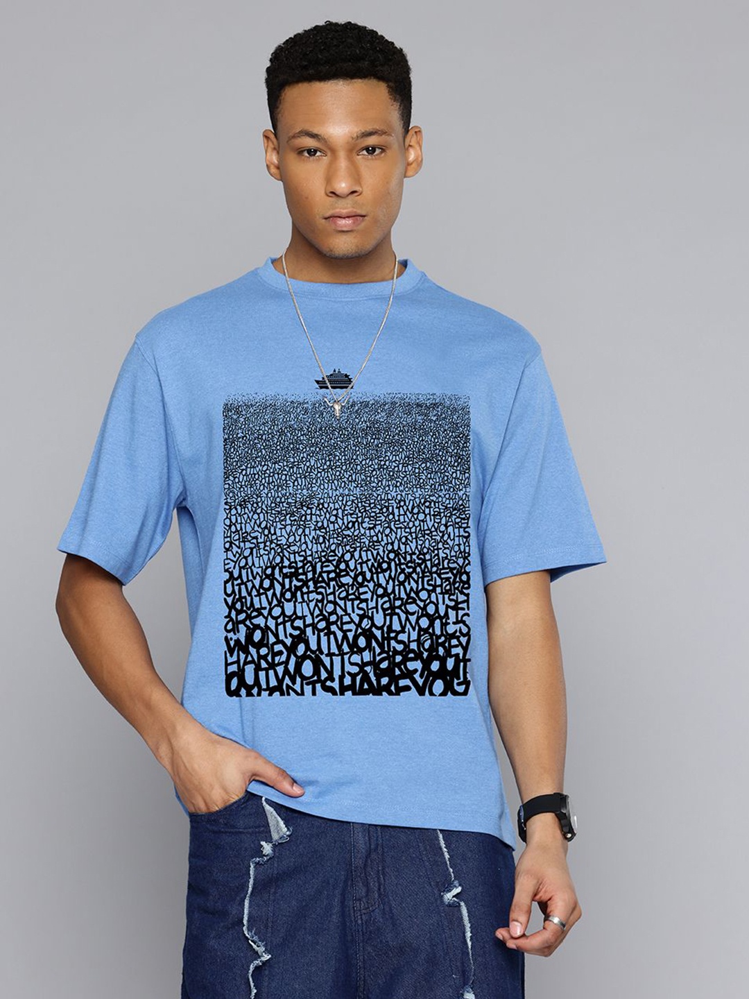 

Moda Rapido Men Printed T-shirt, Blue