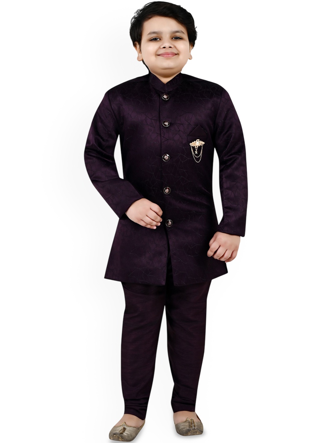 

Arshia Fashions Boys Self-Designed Sherwani Set, Purple