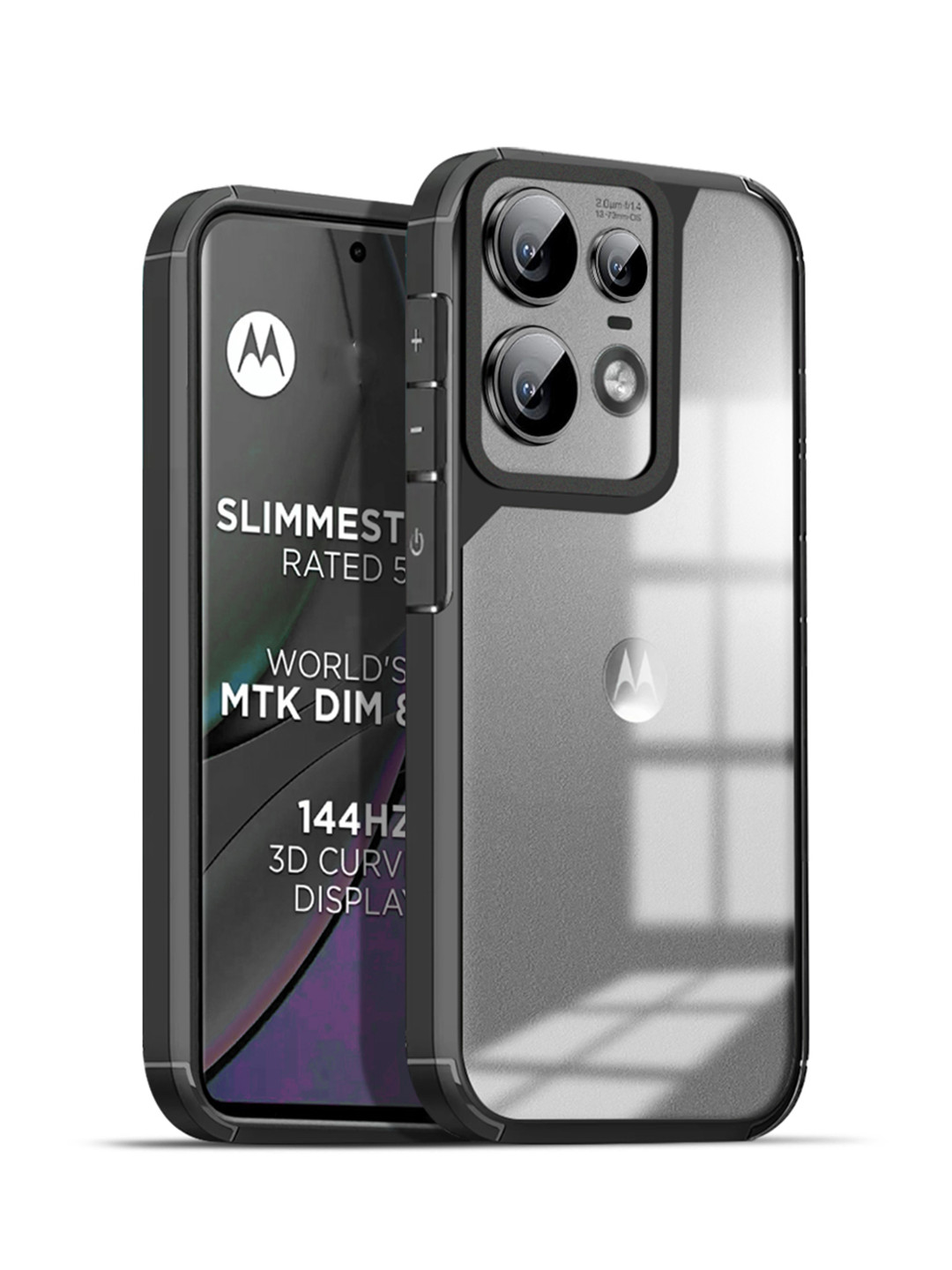 

Karwan Motorola 50 Pro 5G Shockproof Bumper Back Case, Black