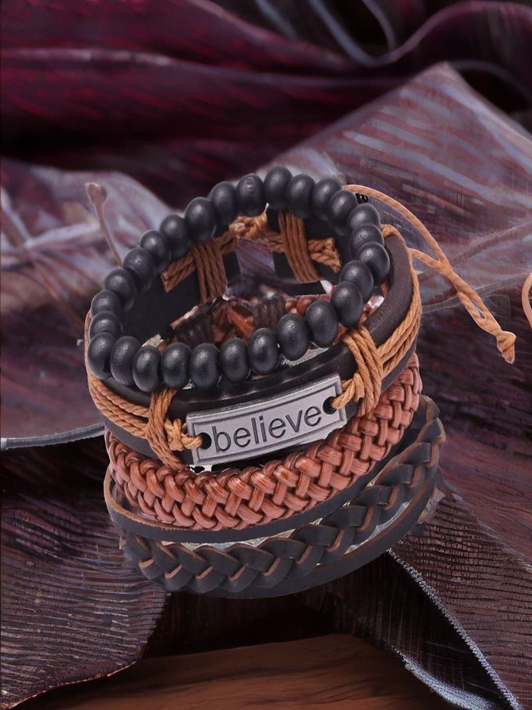 

The Roadster Lifestyle Co. Multi-Strand Leather & Beads Charm Bracelet, Brown