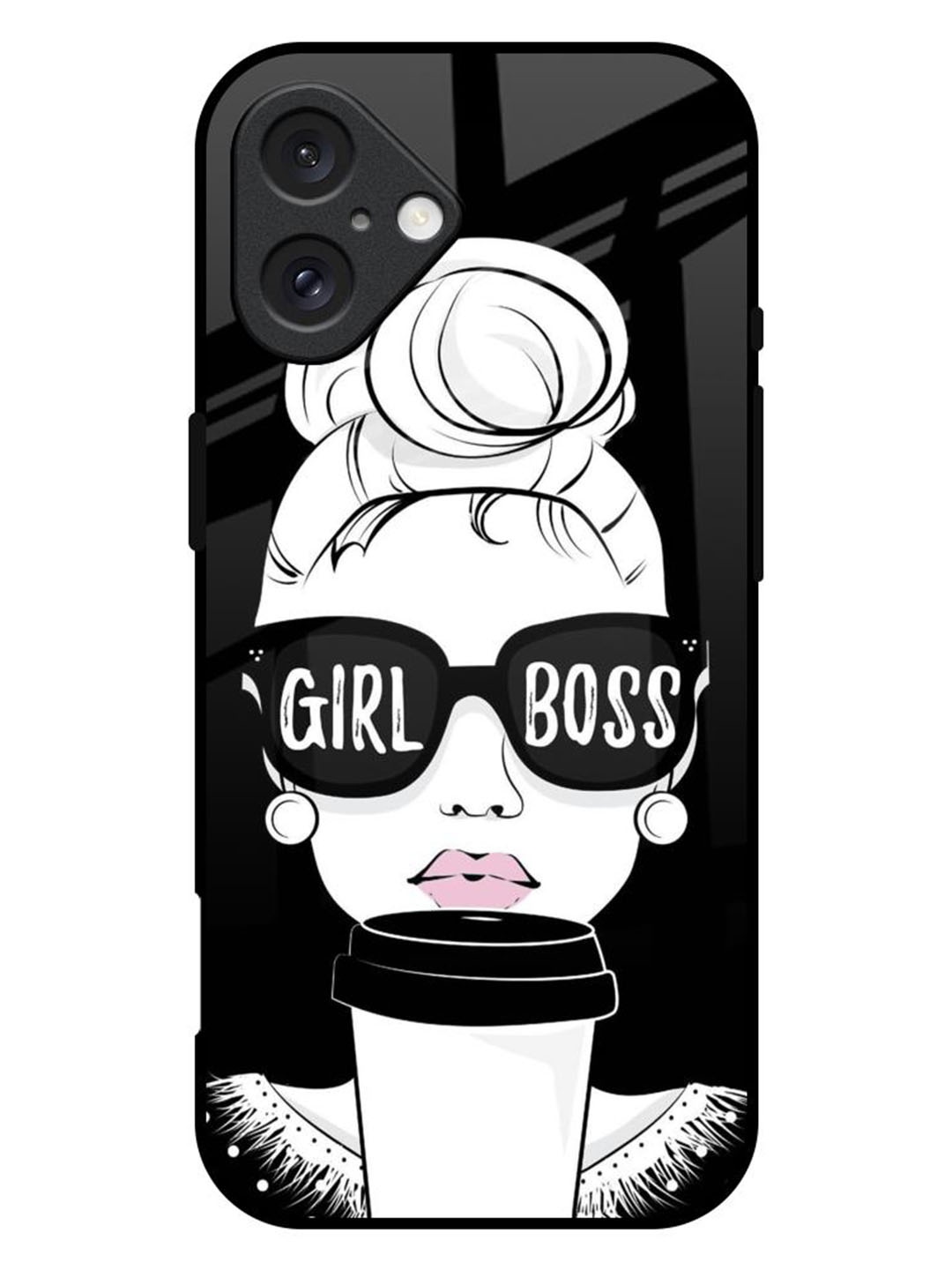 

QRIOH Girl Boss Printed iPhone 16 Plus Back Case, Black