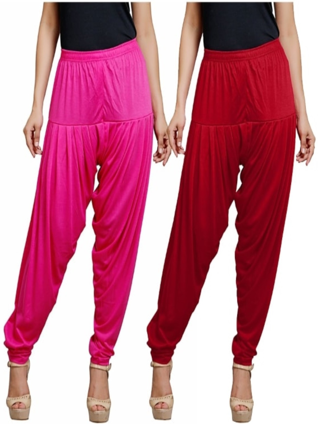 

AFRA GARMENTS Women Pack Of 2 Loose Fit Mid Rise Patiala, Pink