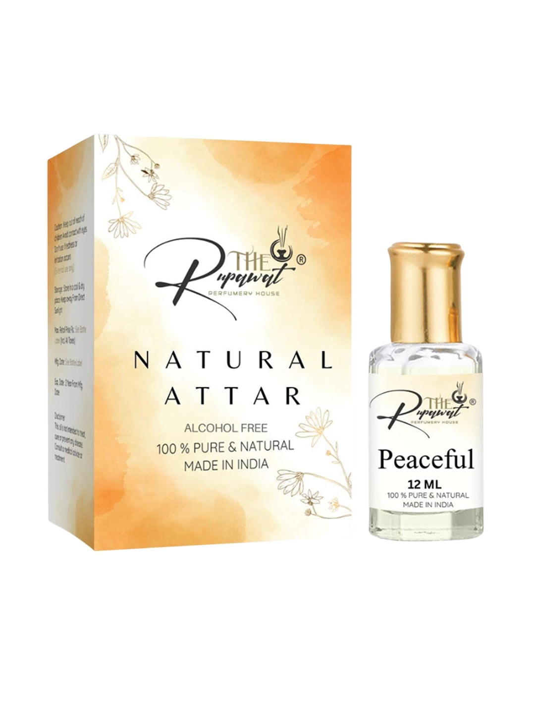 

THE RUPAWAT Perfumery House Peaceful Natural & Alcohol Free Attar 12 ml, Transparent