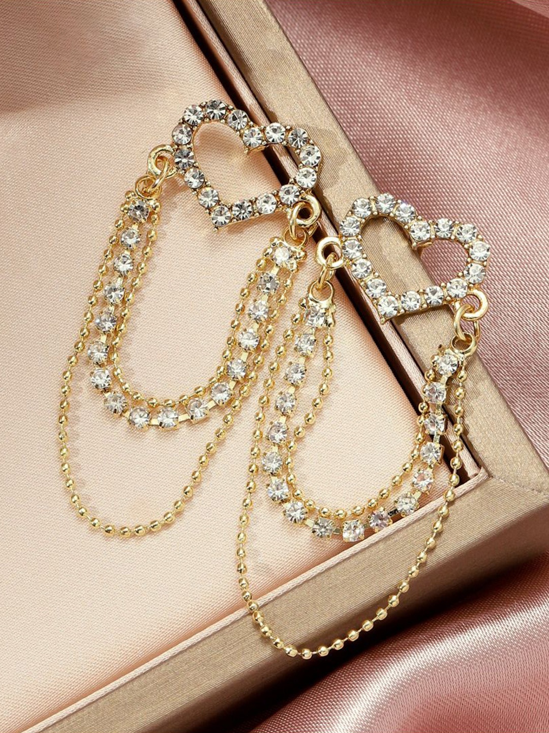 

SALTY Stone Studded Contemporary Drop Earrings, Gold