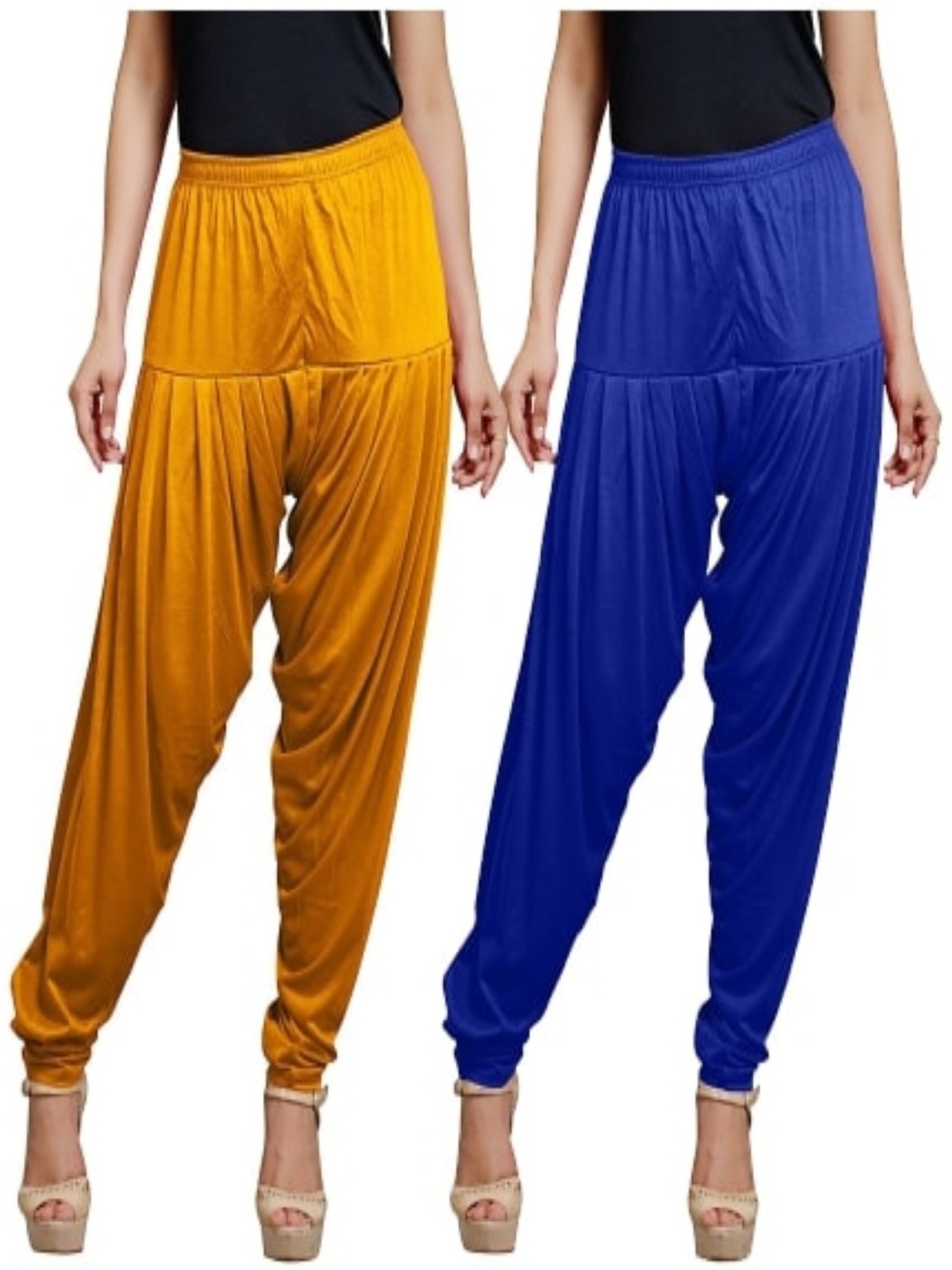 

AFRA GARMENTS Women Pack Of 2 Mid-Rise Loose Fit Slip-On Patiala, Blue