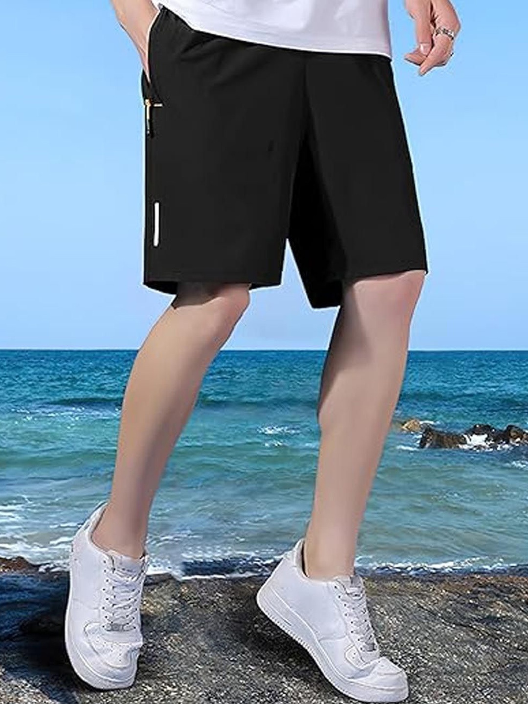 

StyleCast Men Mid-Rise Knee Length Sports Shorts, Black