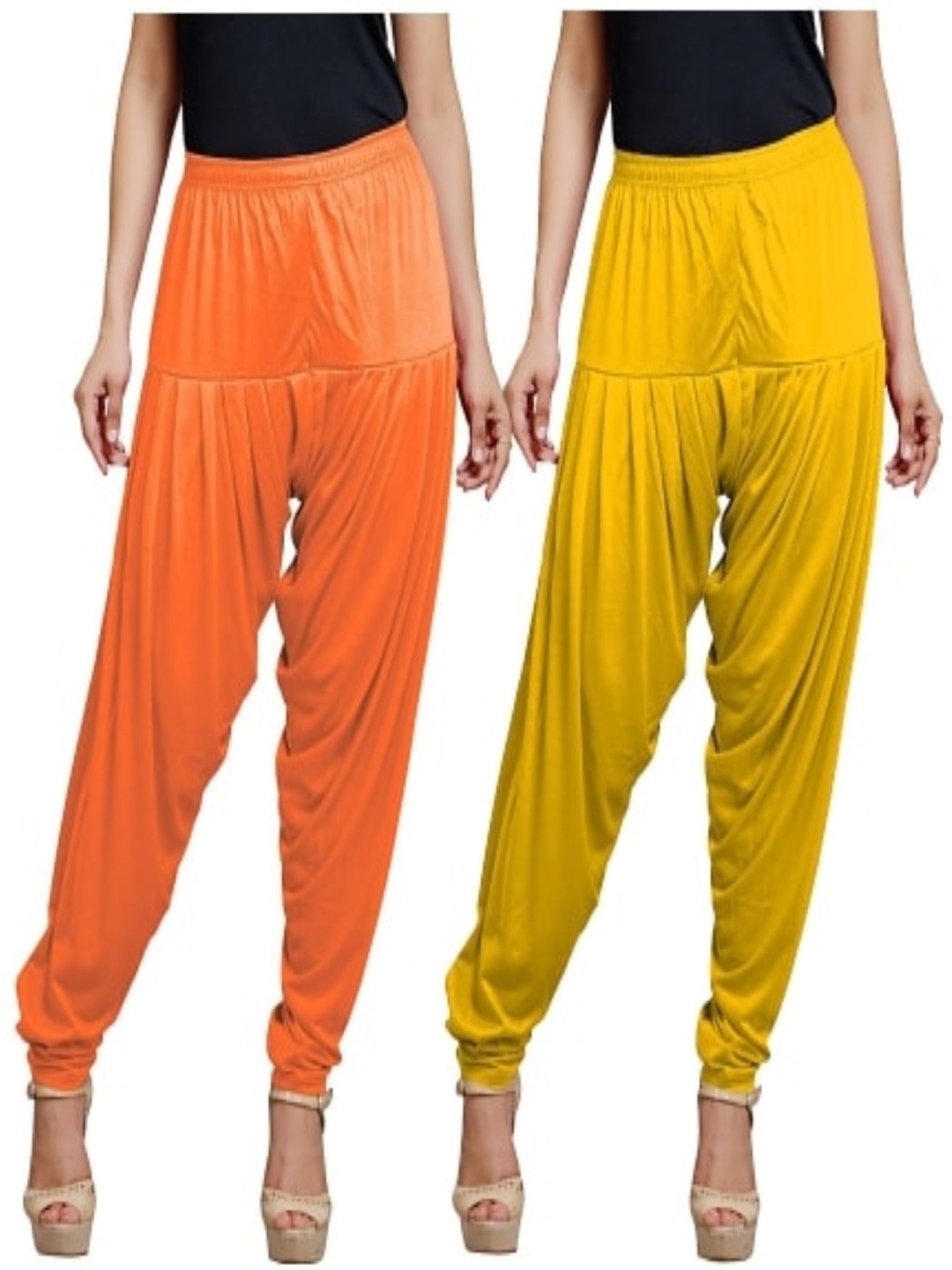 

AFRA GARMENTS Women Pack Of 2 Mid-Rise Patiala, Yellow