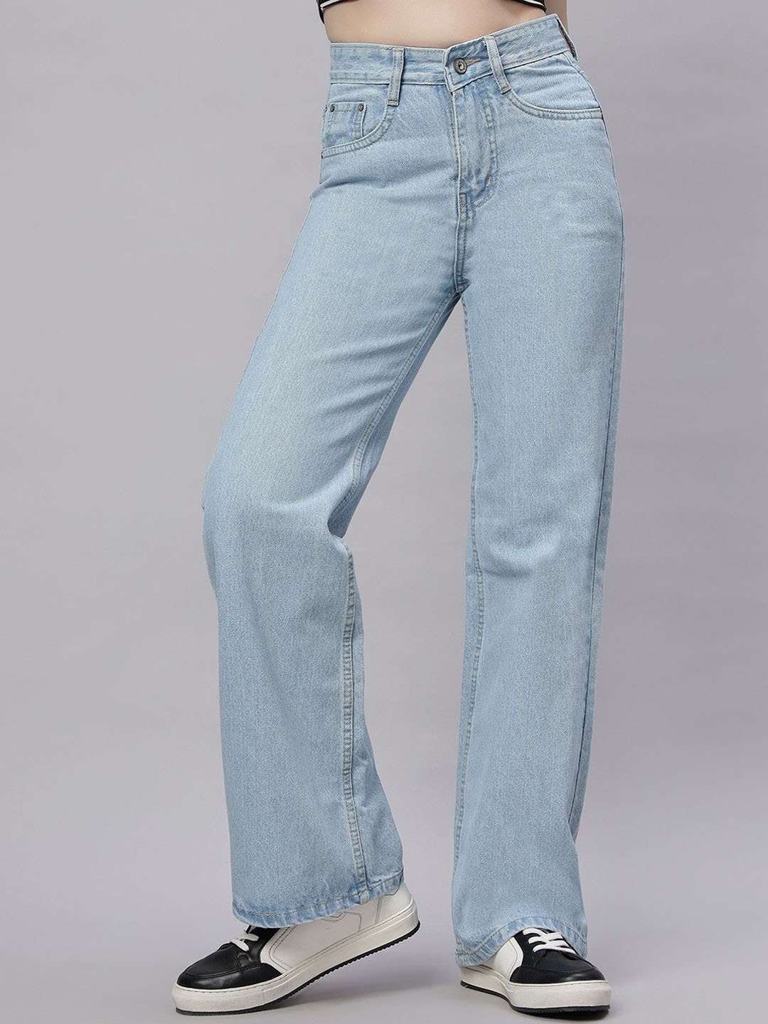 

ZUYA Women Ice Blue Wide Leg Denim Women Elevated Oversized Fit Jeans