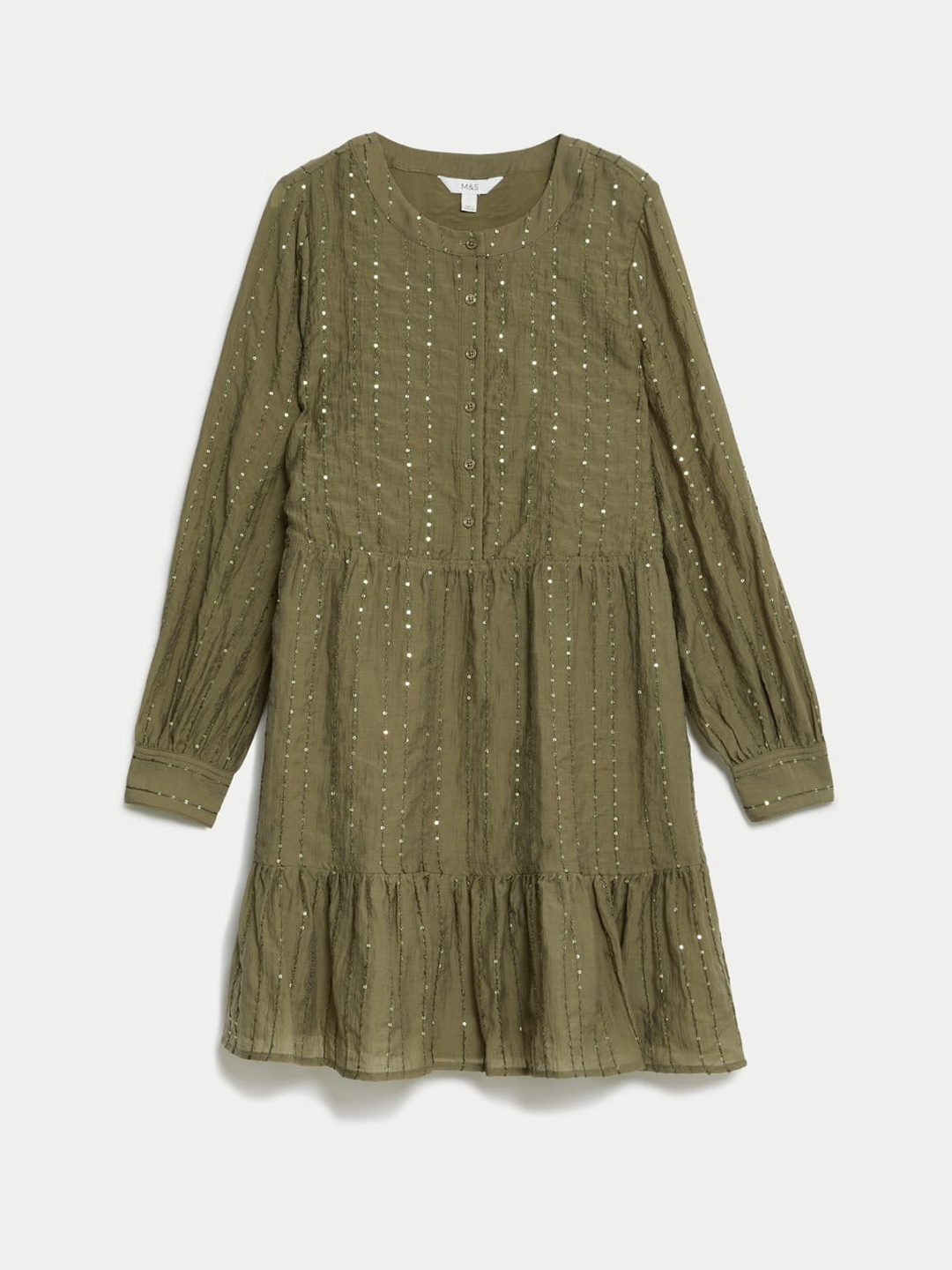 

Marks & Spencer Women Embellished Peplum Dress, Green