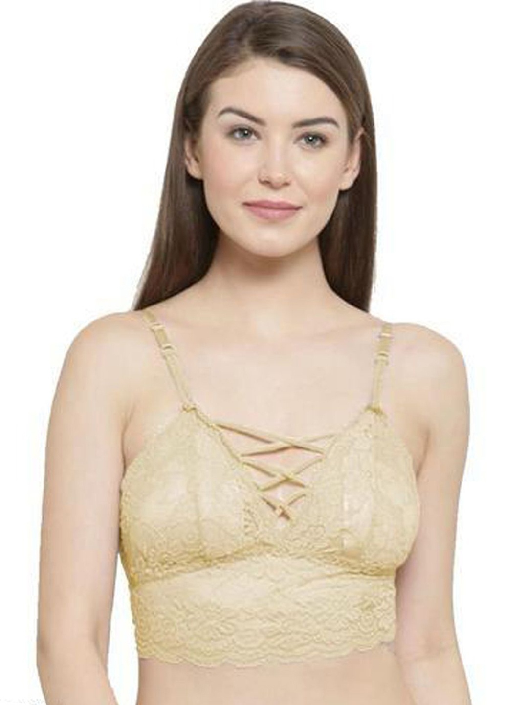 

INDIROCKS Floral Full Coverage Underwired Lightly Padded Bra, Beige