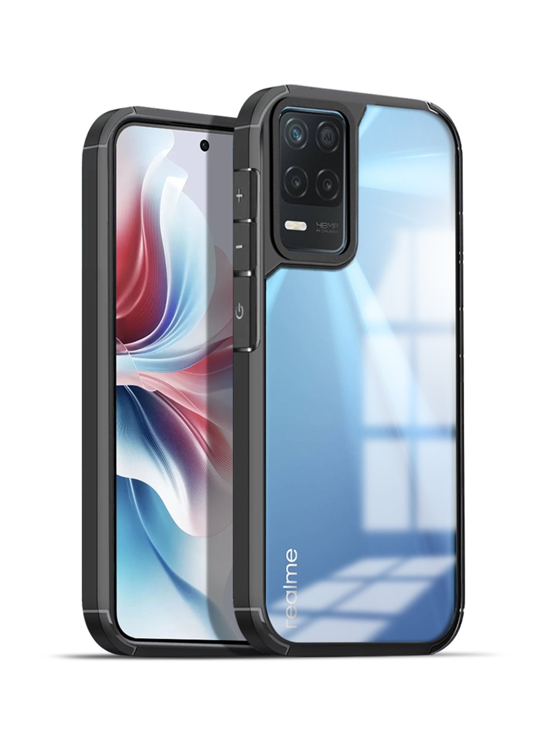 

Karwan Realme 8 5G Shockproof Bumper Back Case, Black