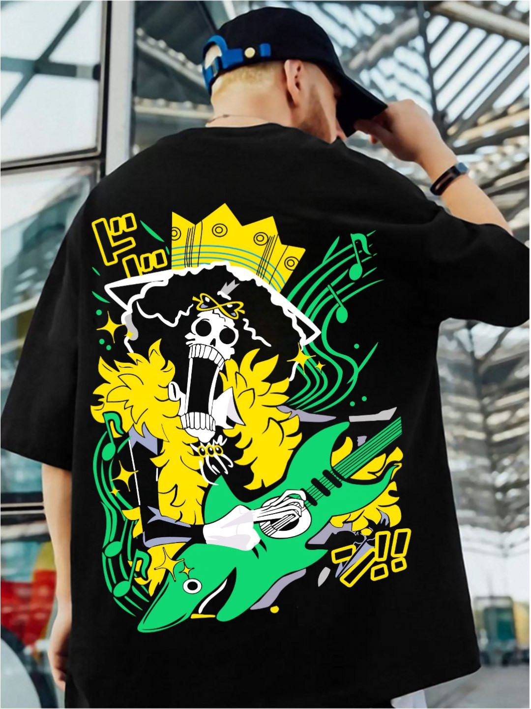 

ZEN1 FASHION Men Abzorb Graphic Printed Round Neck Cotton Oversized T-shirt, Black