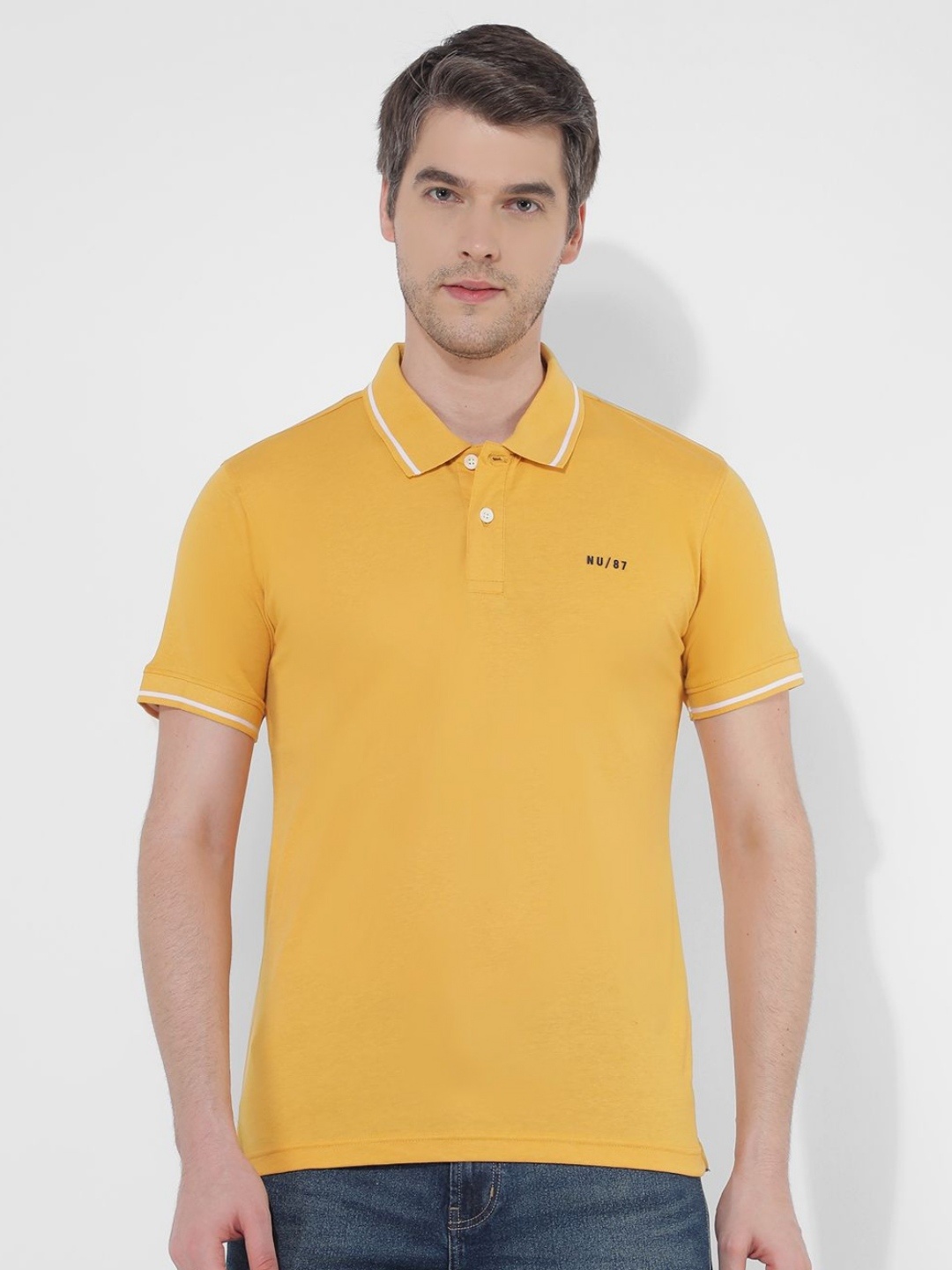 

Numero Uno Men Solid Polo Collar Cotton T-shirt, Mustard
