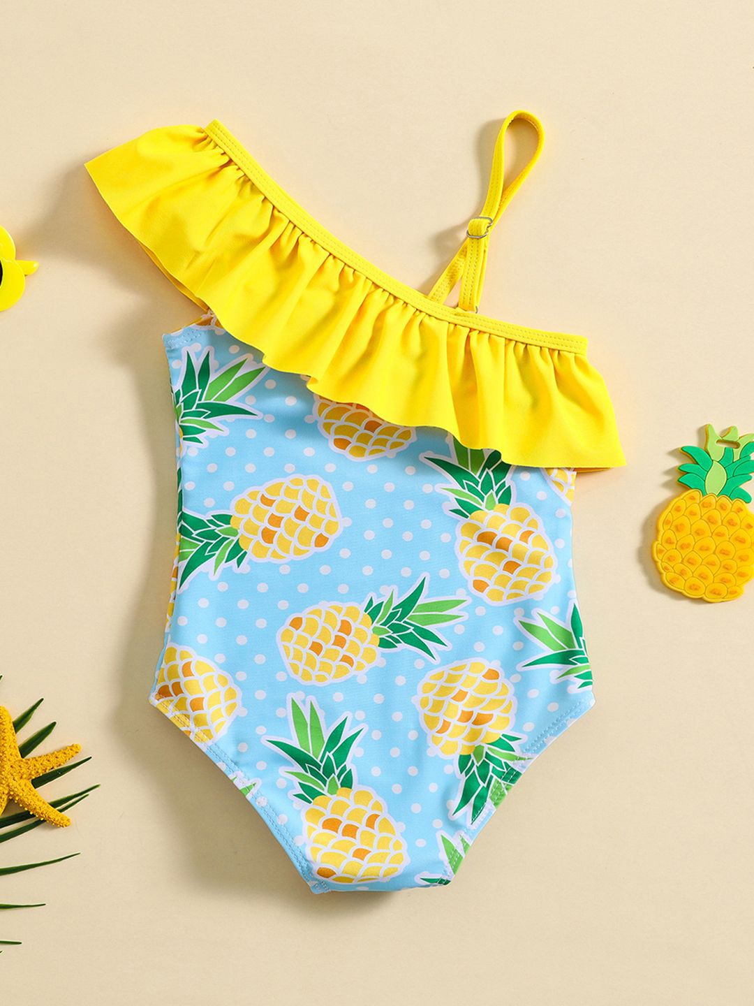 

YK Infant Girls Pack Of 2 Printed One Shoulder Bodysuit, Yellow
