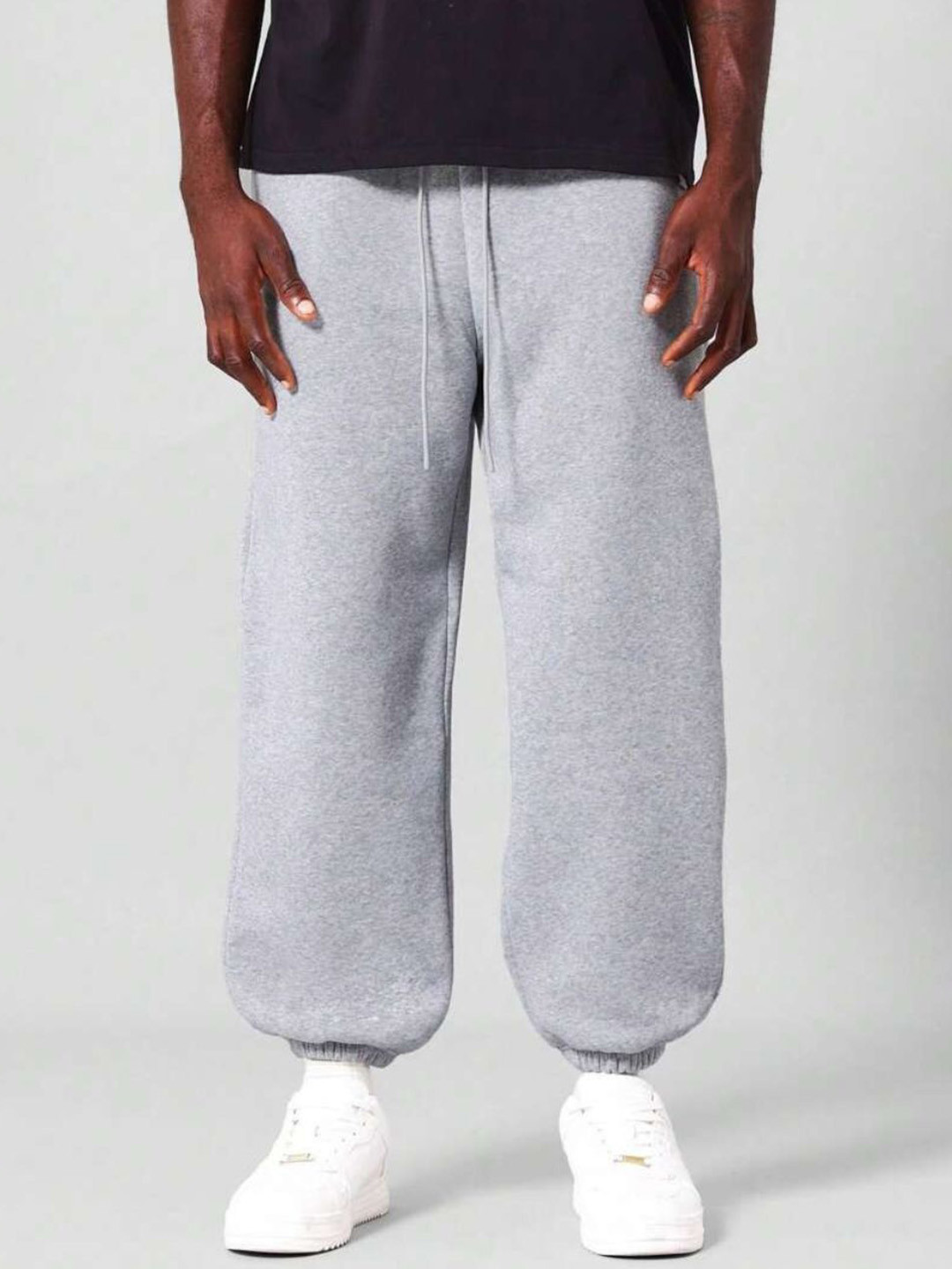 

FLYNOFF Men Relaxed Loose Fit Easy Wash Joggers Trousers, Grey