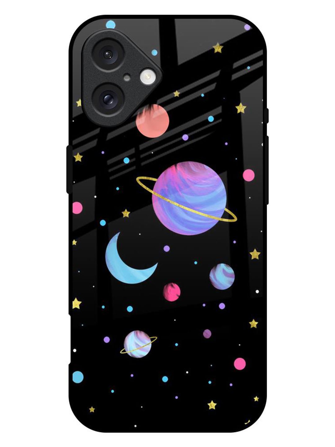 

QRIOH Planet Play Printed iPhone 16 Plus Back Case, Black
