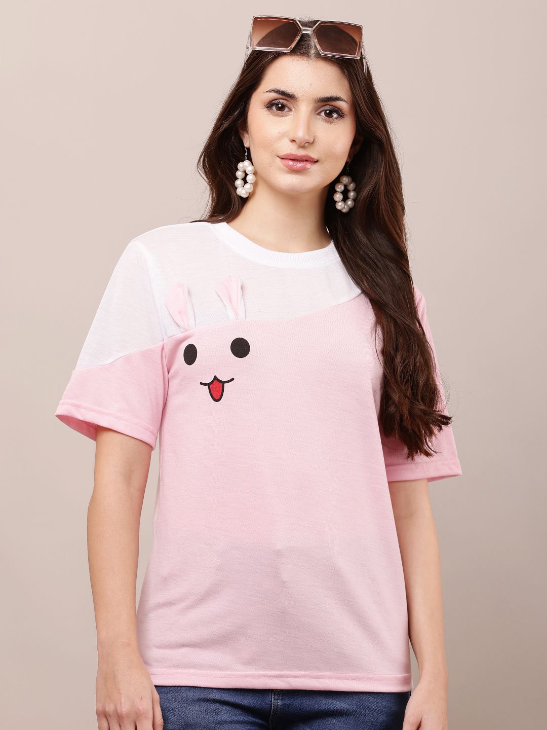 

Raabta Fashion Women Colourblocked Round Neck Top, Pink