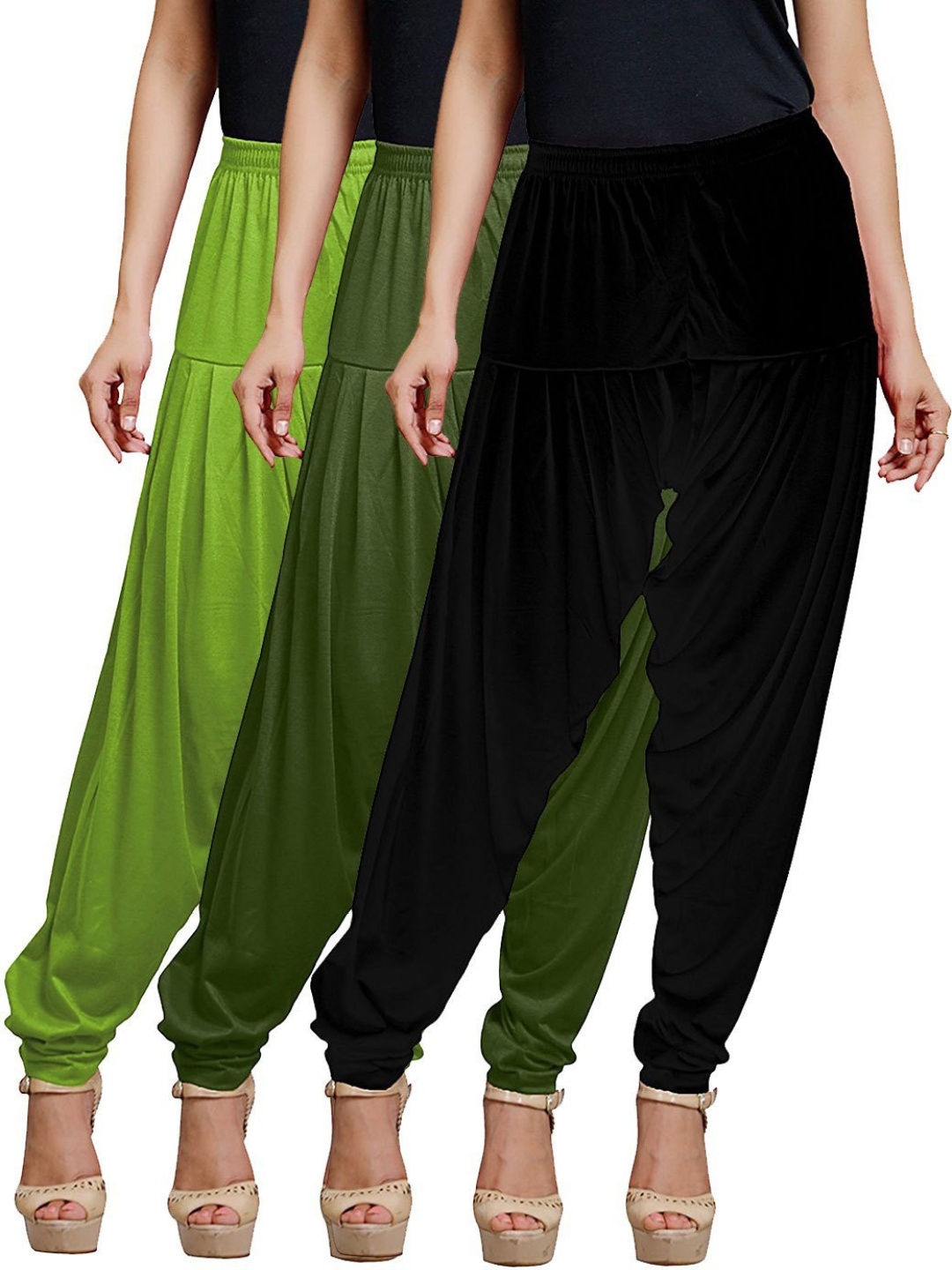 

AFRA GARMENTS Women Pack Of 3 Mid-Rise Loose Fit Patiala, Black