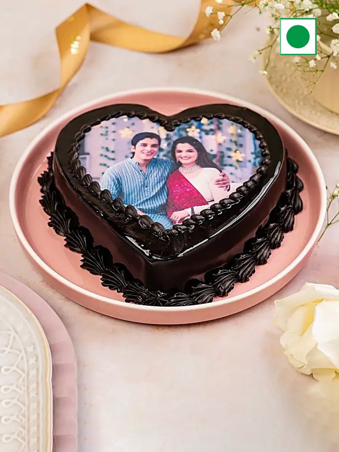 

fnp Personalised Truffle Flavor Eggless Heart Cake-500g, Brown