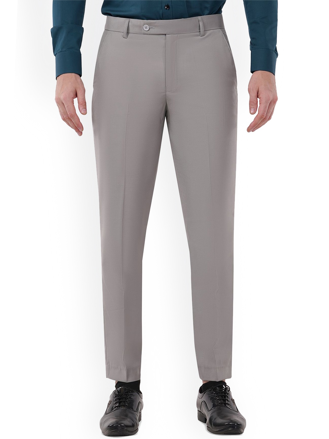 

MARK LEWIS Men Tailored Easy Wash Pleated Formal Trousers, Silver