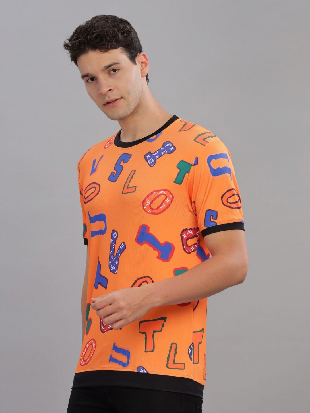 

FABRIPPLE Men Typography Printed Round Neck T-shirt, Orange