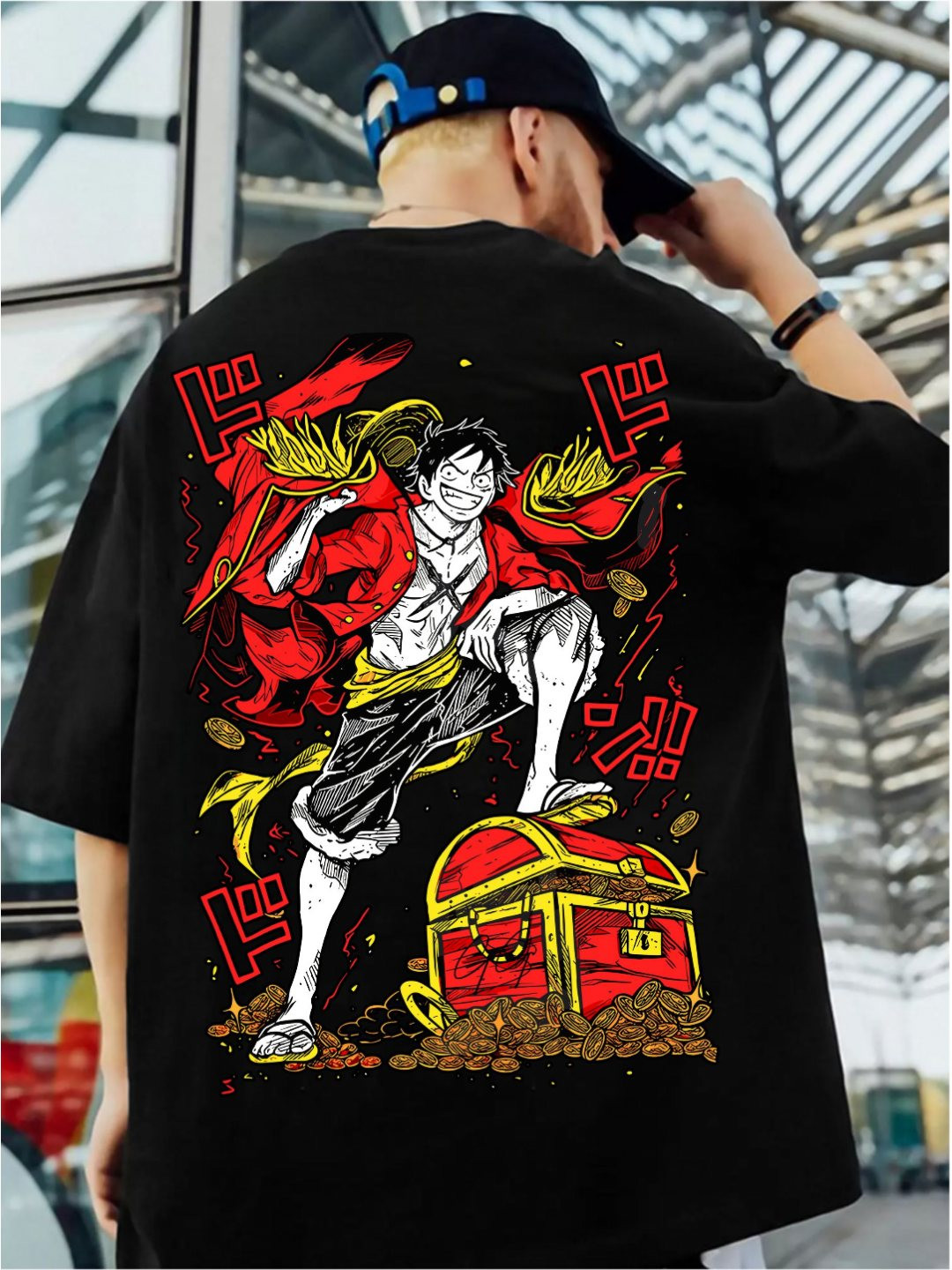 

ZEN1 FASHION Men Abzorb Graphic Printed Round Neck Cotton Oversized T-shirt, Black