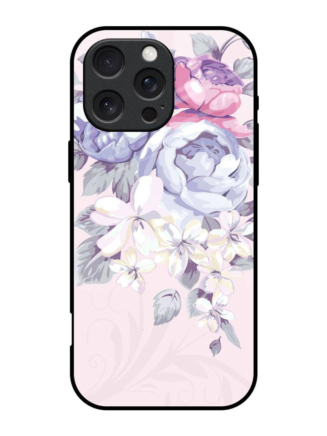 

QRIOH Floral Printed iPhone 16 Pro Back Case Mobile Accessories, Pink