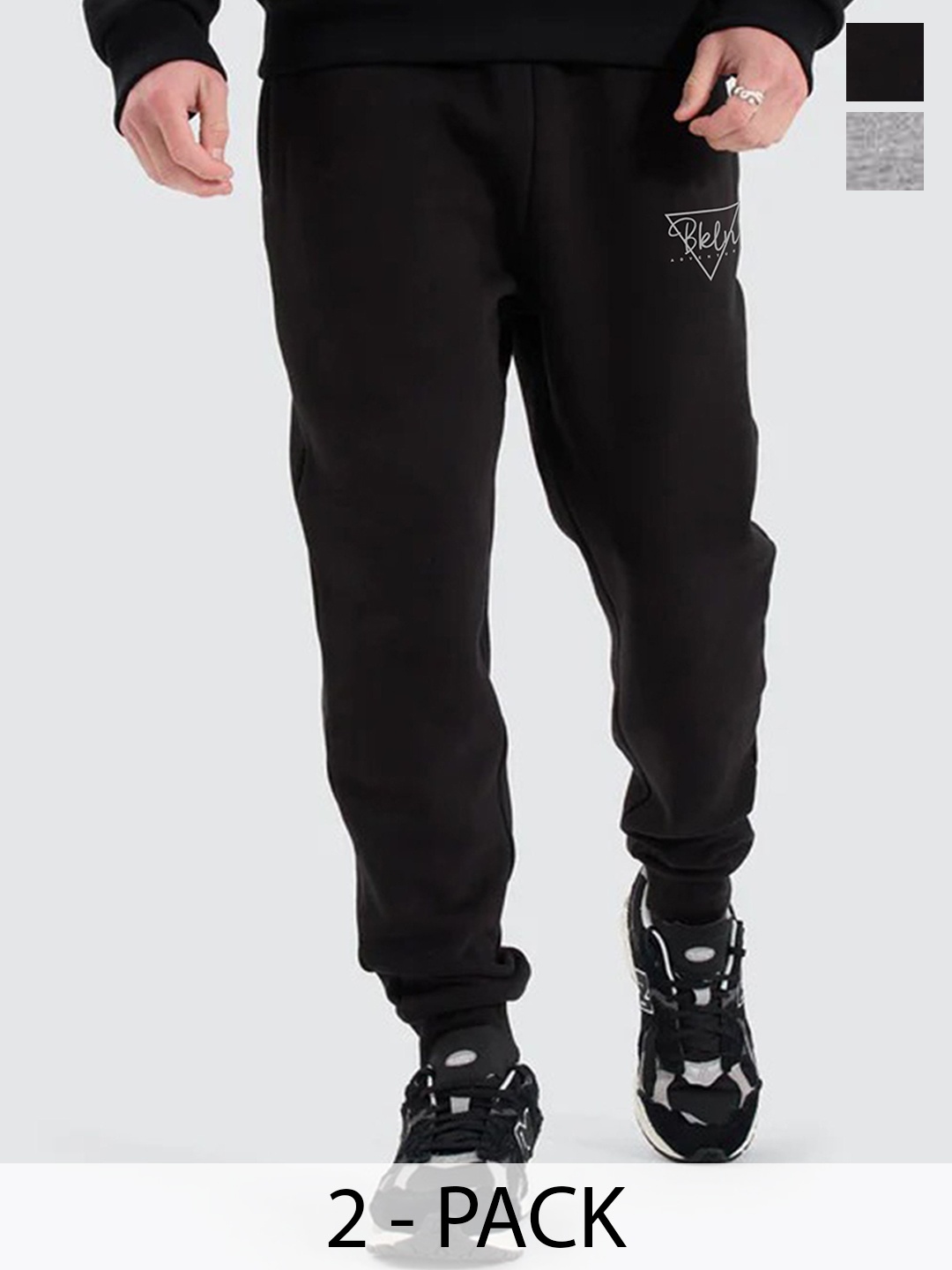 

Moda Rapido Men Pack Of 2 Cotton Mid-Rise Joggers, Black