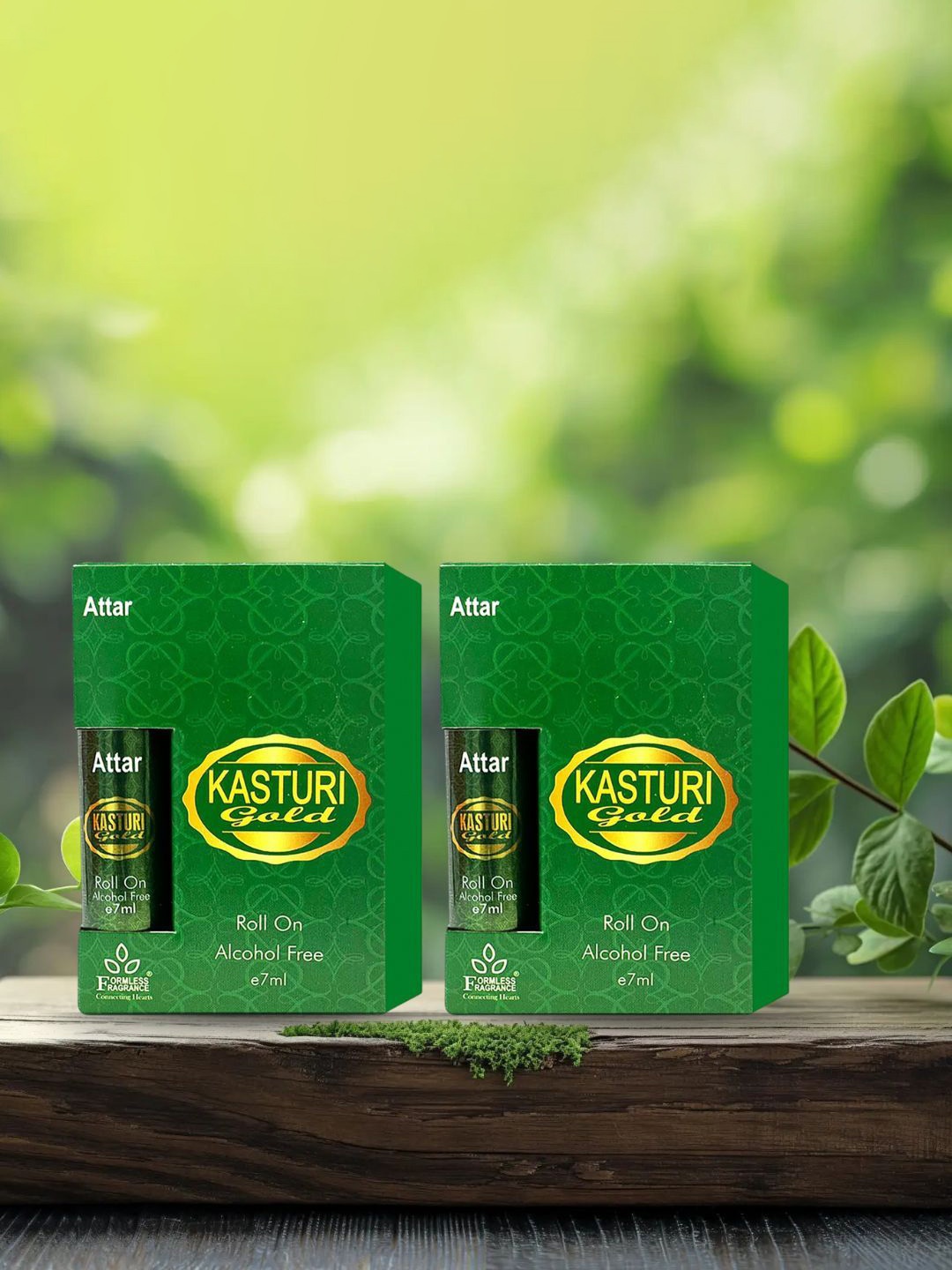 

Formless Fragrance Set Of 2 Kasturi Gold Long Lasting Alcohol Free Attar 7 ml, Green