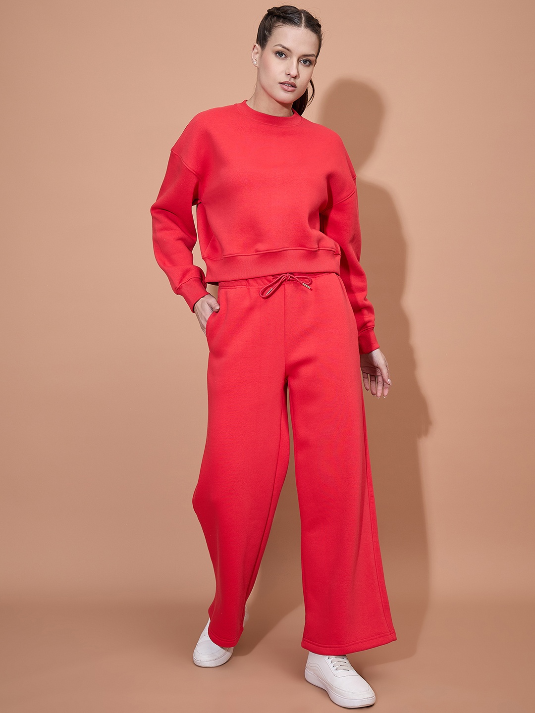 

Nun Round Neck Sweatshirt & Trouser, Red