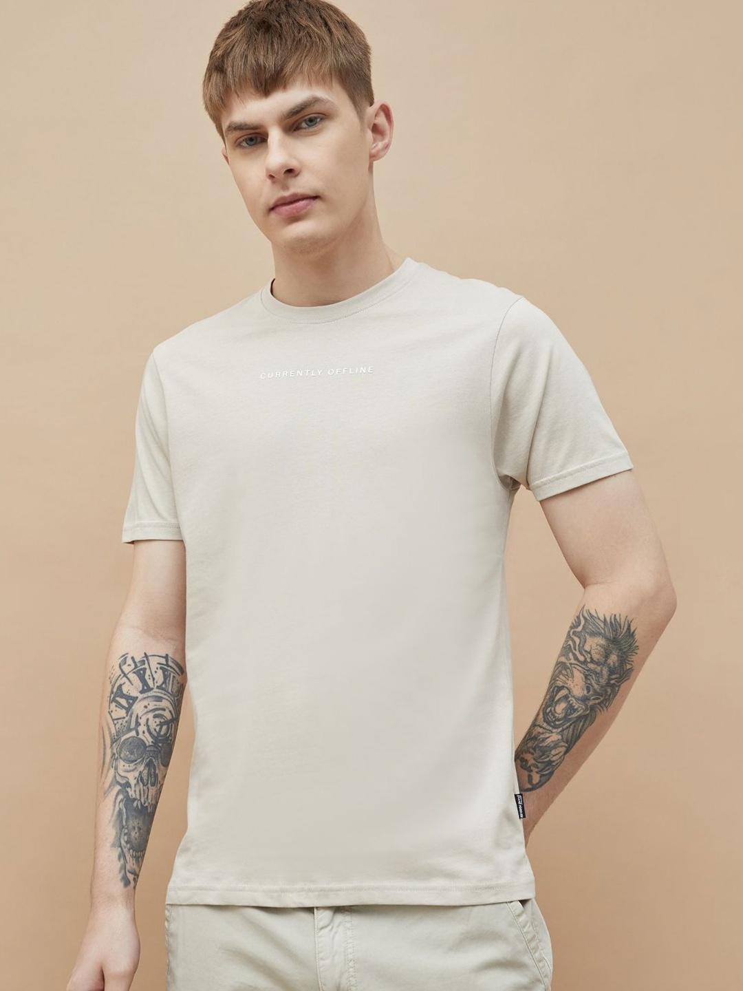 

Fame Forever by Lifestyle Men Printed Pockets T-shirt, Beige