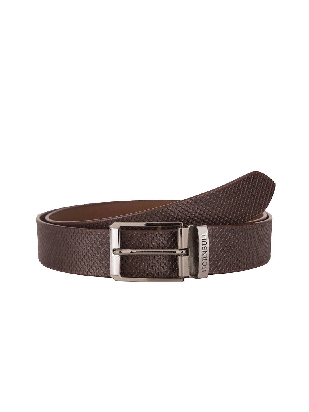 

Hornbull Men Leather Textured Wide Belt, Brown