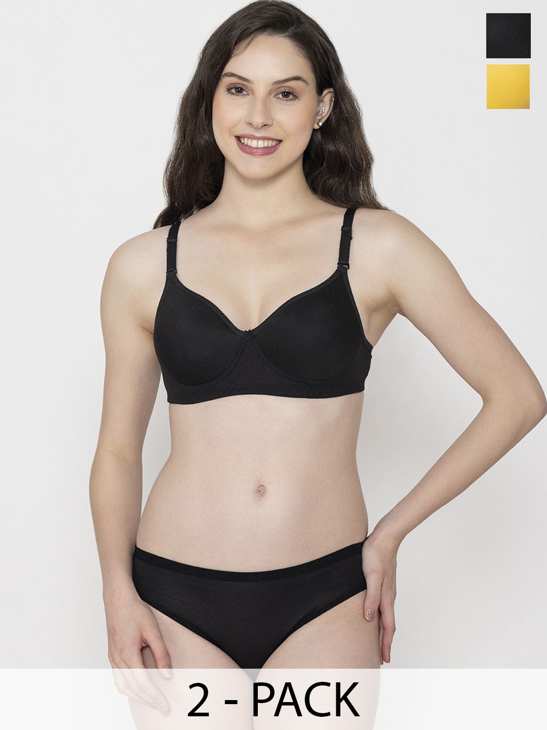 

Narsingha Dreams Women Pack Of 2 Lightly-Padded Lingerie Set, Black