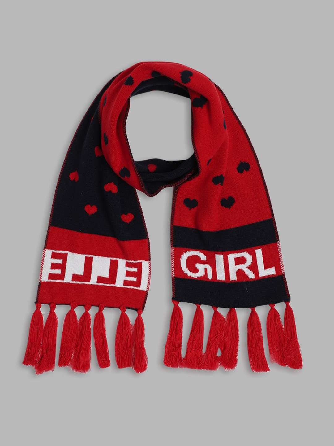 

ELLE Girls Self Design Cotton Mufflers, Red