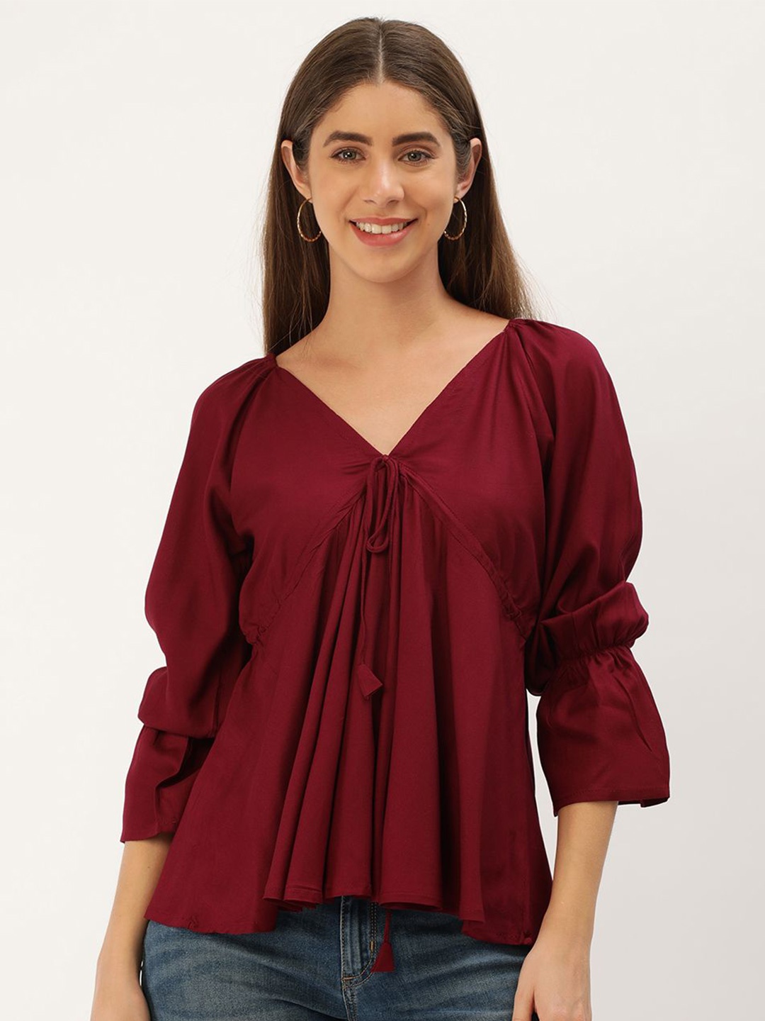 

VYMO Women Empire Top, Burgundy
