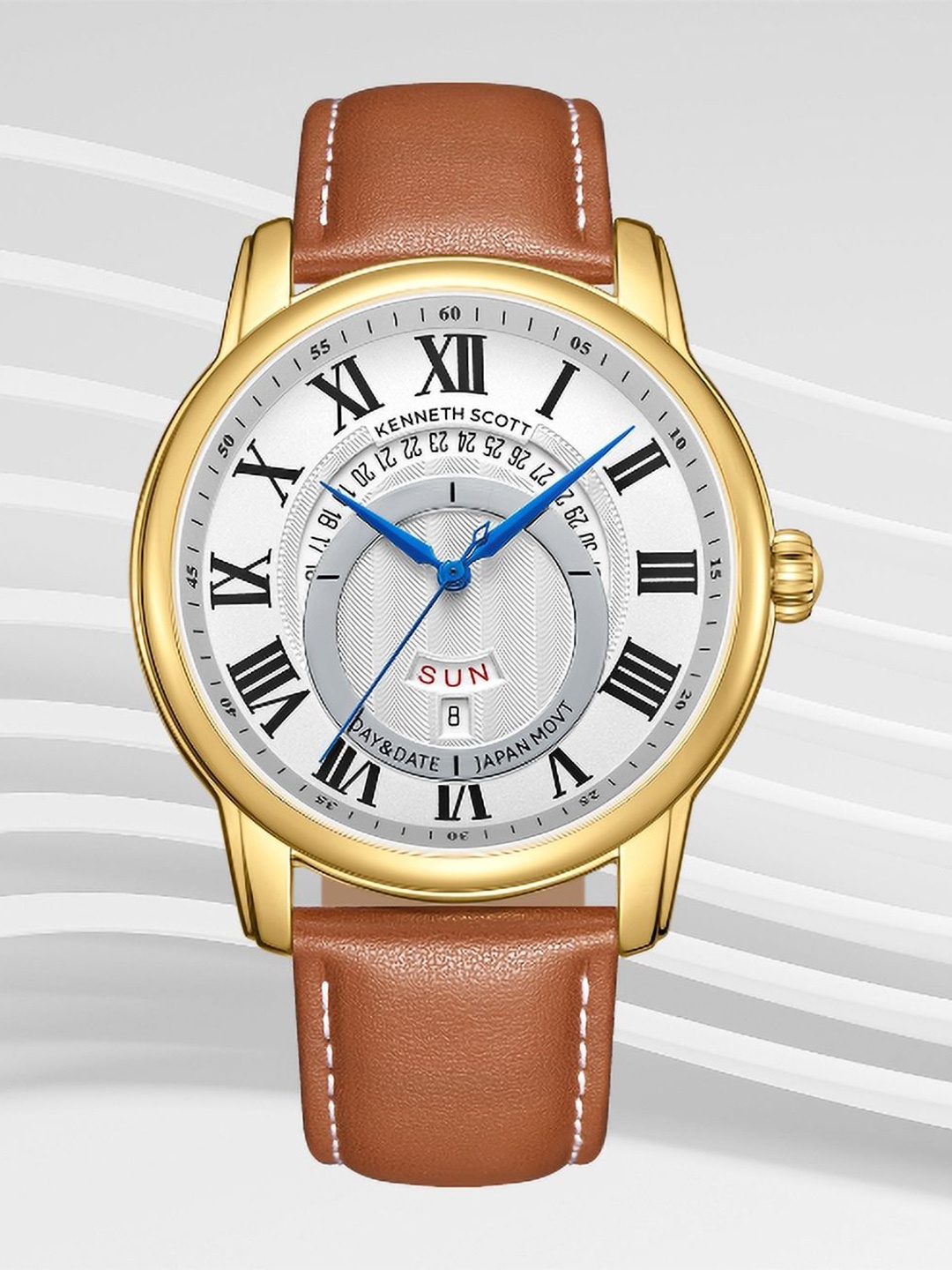 

KENNETH SCOTT Men Dial & Leather Bracelet Style Straps Analogue Watch K24020-GLEW, Brown
