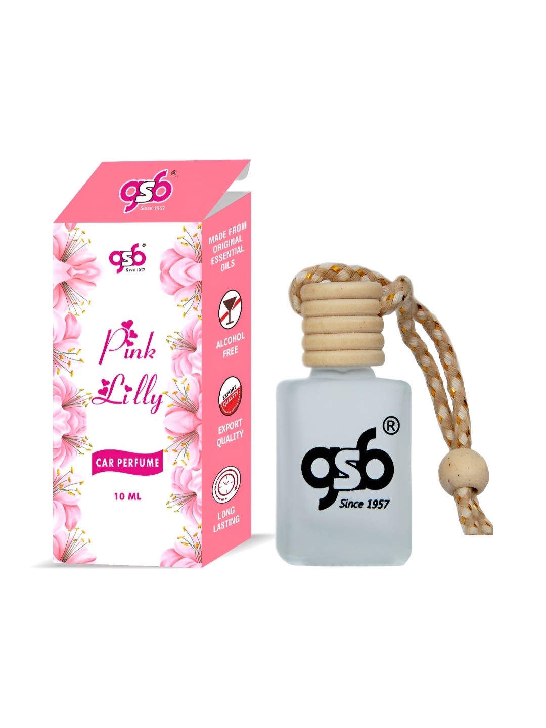 

GSB Pink Lily Hanging Car Air Freshener, Transparent