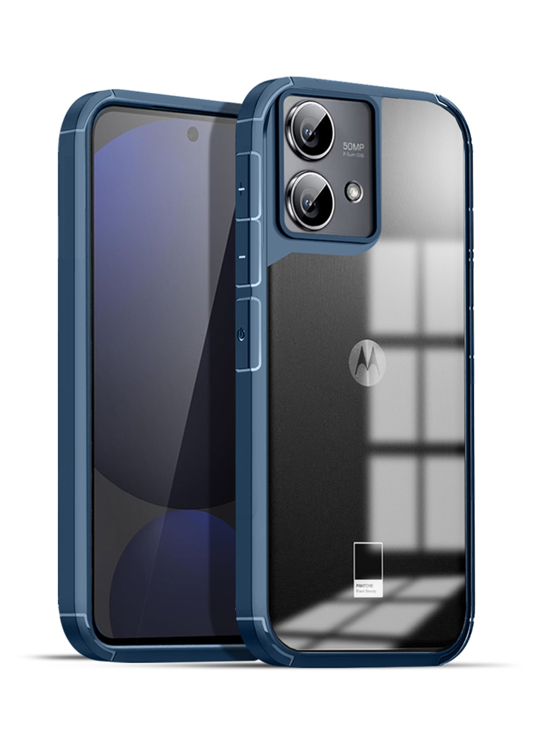 

Karwan Solid Moto Edge 40 Neo Shockproof Bumper Back Case, Blue