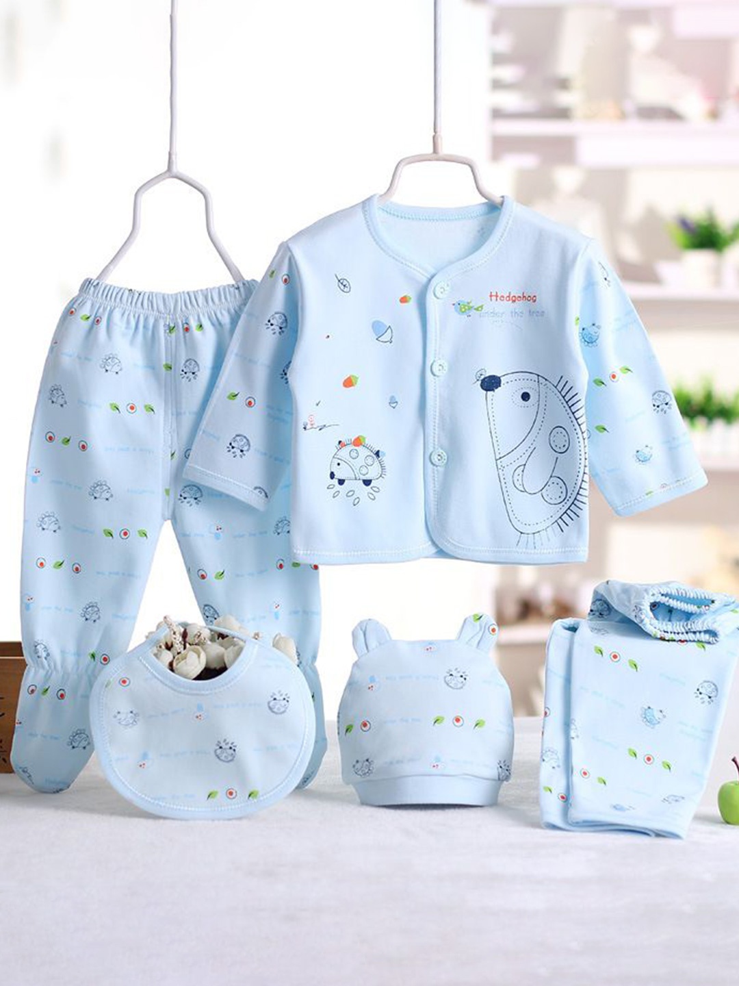 

Fancy Walas Kids 5-Piece Pure Cotton Baby Apparel Gift Set, Blue