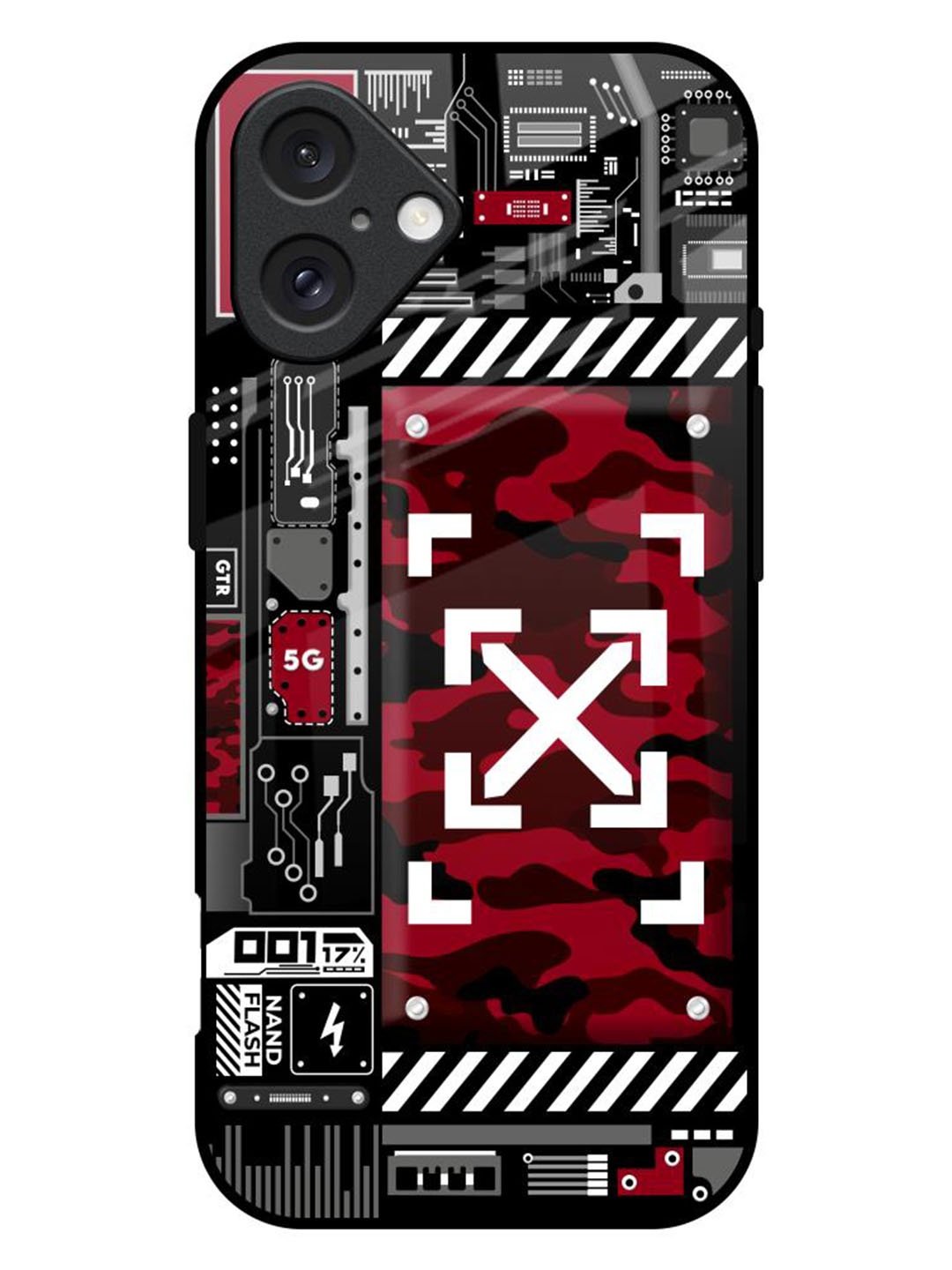 

QRIOH Technology Art Printed iPhone 16 Plus Back Case, Red